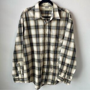 Munsingwear Men's Black/Cream Plaid Button-Up Shirt Size XL Wrinkle Free Preppy